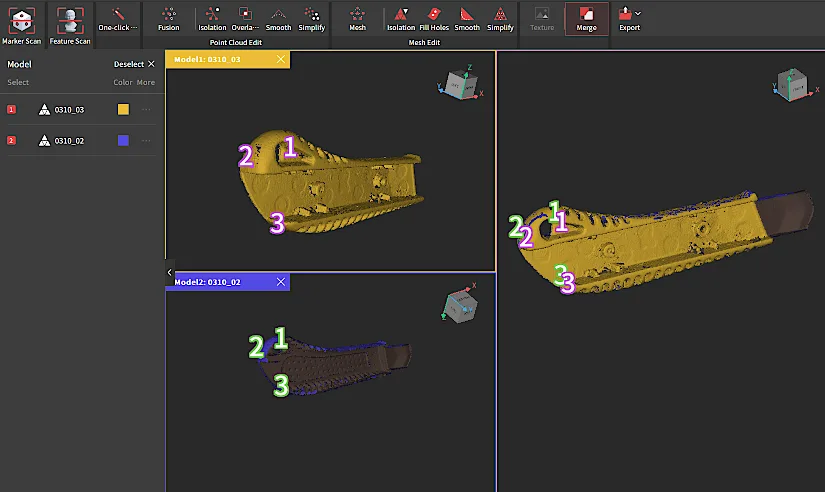 Knife Handle 3D Scanned Sides Merging