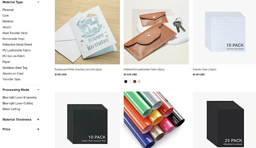 Materials in Bambu Lab Store