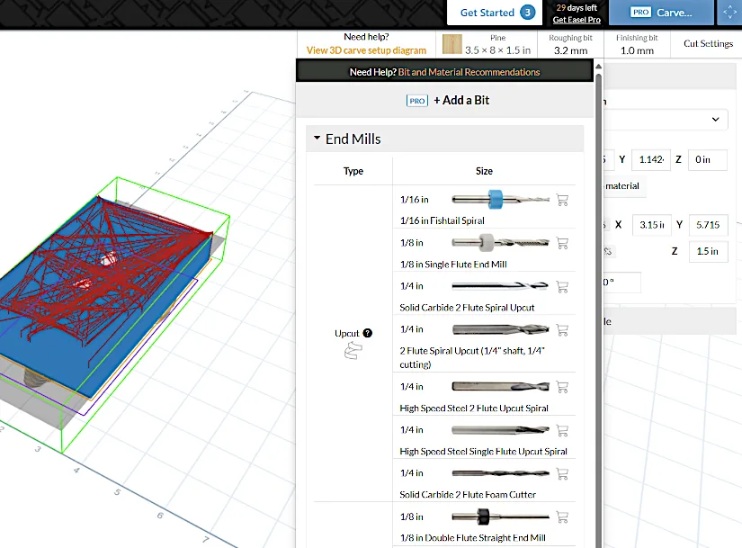 Tools Selection and Settings in Easel