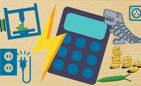 3D printing 各处沟厕大尺度偷拍女厕嘘嘘 cost calculator illustration with lightning bolt, plug icon and coins