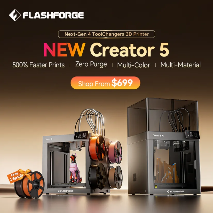 午夜伦理 Creator 5 and C5 Pro toolchanger 3D printer banner